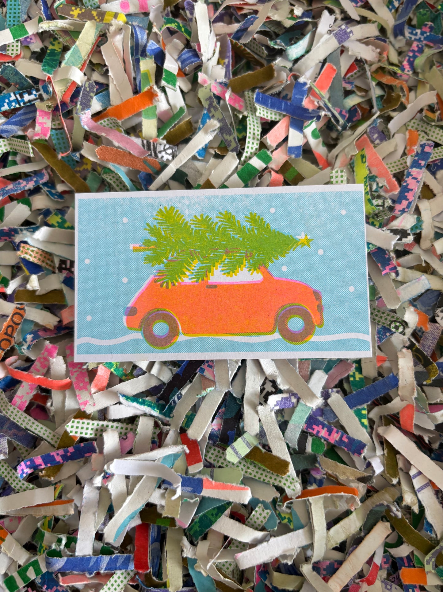 Red car with Christmas tree